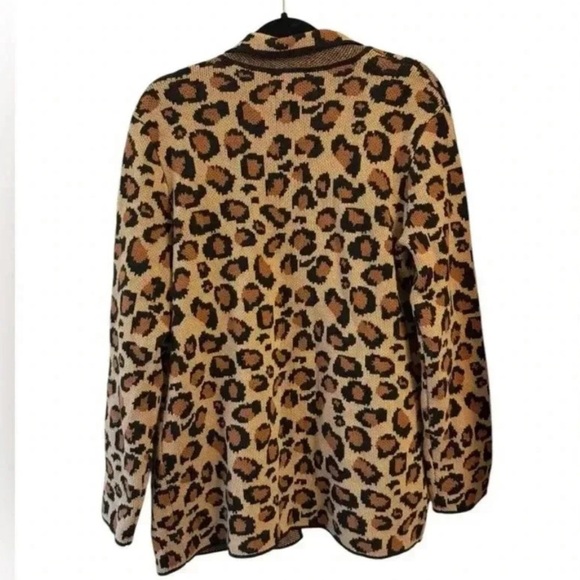 Talbots Wool Blend Leopard Sweater Blazer Size 3x Petite - Picture 2 of 5